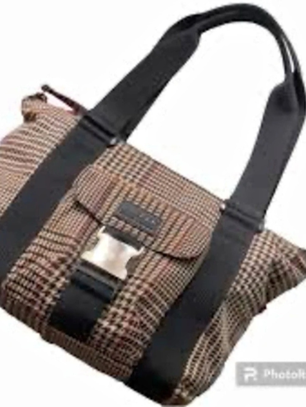 Lauren Ralph Lauren Houndstooth Tote in Brown & Black